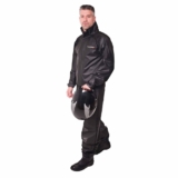 Capa de Chuva Pvc Combate c/ Capuz Preto Refletiva Resistente Zíper Pioneira 2901