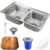 Cuba para cozinha gourmet pia dupla aço inox com acessórios e tábua de corte e lixeira 5L Ticunas Pingoo