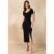 Vestido Com Fenda Na Barra Preto Quintess