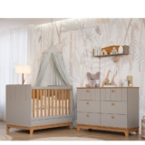 Conjunto Quarto de Bebê 1berço 1 Cômoda 6 Gavetas Chantilly Fendi/Nature