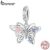 Bamoer 925 Sterling Sliver Charm Flower Butterfly Pendant Acessórios Para Pulseira
