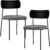 Kit 02 Cadeiras Estofadas Para Sala De Jantar Melina L02 Couríssimo Preto Linho Cinza Escuro – Lyam Decor