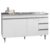 Balcão Gabinete com Pia Inox 150cm 3 Portas 3 Gavetas Andréia Branco – AJL Móveis