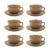 Jogo De 6 Xícaras Grandes 200 Ml Com Pires Flat Ocre