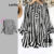 Lovito Blusa feminina listrada Casual Plus Size curva com cadarço LBL19053