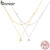 BAMOER 925 Colar Pingente Coração De Prata Sterling Para Mulheres Gargantilha De Ouro Dupla Camada Feminina Jóias Finas