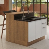 Ilha de Cozinha com Bancada e Balcão 120 cm Rustic/Branco Stella Madesa