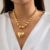 Colar Pingente Em Forma De Coração Vnox Round Bead Pendant , 18k Gold Big Choker Aço Inoxidável Para Acessórios De Moda Feminina