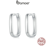 Brincos Bamoer 925 Sterling Sliver Hoop Em Forma De Fivela Quadrada Fivelas Para Jóias Presentes Mulheres