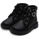 Bota Coturno Infantil Molekinha Coração Menina – Preto