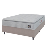 Cama Box Colchão Casal Espuma D33 Vangogh Pillow Top 138x188x67cm Branco / Bege Hellen – Suporta até 120kg por Pessoa
