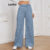 (Trendy) Lovito Jeans casual com bolso simples para mulheres L118ED396