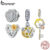 Bamoer 925 Sterling Silver Honeycomb E Bee Pendant Charms Chave De Encanto Para Mulheres Pulseira Original Jóias De Colar