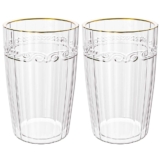 Jogo De Copos De Cristal Transparente Fio De Ouro Imperial 370ml 2 Peças – Lyor