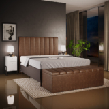 Kit Cabeceira Cama Box Queen 160cm Calçadeira Baú Dália W01 Couríssimo Marrom – Lyam Decor