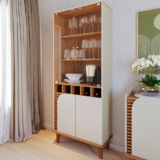 Cristaleira Para Sala de Jantar Bar Adega 4 Portas Julia C04 Off White Matte Freijó – Lyam Decor