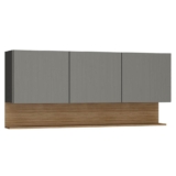Armário Aéreo 150cm 3 Portas Lina Z06 Gris/Freijó – Mpozenato