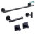 Kit Acessórios Banheiro Preta Toalheiros 5 Peças Aço Inox Fosco Yesop
