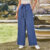 Lovito Calça casual lisa com bolso e cadarço para mulheres LBL21048