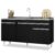 Balcão Gabinete com Pia Inox 150cm 3 Portas 1 Gaveta Dakota Preto – Lumil