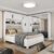 Guarda-roupa Casal Modulado 5 Portas com Cama Santiago 3 Portas Premium 5 Gaveta com Espelho Branco