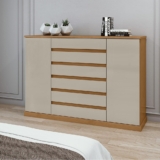 Comoda Vedra 7 Gavetas 2 Portas Amendoa Clean/Off White