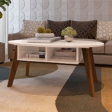 Mesa de Centro Diva 2 Nichos Off White/Cedro – Pnr Móveis