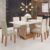 Conjunto Sala de Jantar Mesa Emmy com 6 Cadeiras Venus  Móveis Mel/Blonde/Bege