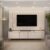Painel com Bancada 241cm Avatar com LED e Detalhes Dourados para TV Até 75 Off White G18 – Gran Belo