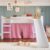 Cama Infantil Elevada com Escorregador e Cortina  Branco/Rosa
