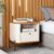 Mesa de Cabeceira Curva 1 Gaveta e 1 Nicho Pés e Puxadores em Metal 45cm Tucupí Off White/Nature/Preto