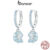 Brincos Bamoer 925 Sterling Sliver Hoop Blue Seashell Design Jóias De Ocasião Diária Presentes Para Mulheres