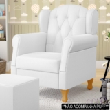 Poltrona de Amamentação e Descanso com Pés de Madeira Lucy P04 Sintético Branco – Mpozenato