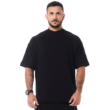 Camiseta Oversized Gola Alta Basic Preto Knulu