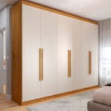 Guarda-Roupa Casal Madalena 6 Portas 4 Gavetas 100% Mdf Peroba/Off White – Panorama Móveis