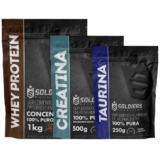 Kit: Whey Protein Concentrado 1kg + Creatina 500g + Taurina 250g Soldiers Nutrition Força Performance