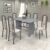 Conjunto de Mesa 140x75cm Tampo Granito com 6 Cadeiras Lavínea  Martelado Prata/Ocre/Botanic Bege