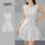 (Lovito Refine) Vestido Casual Vestido Bordado Com Ilhós Lisos Para Mulheres LR2ED078
