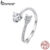 Bamoer 925 Sterling Sliver Anel Aberto Coração Flecha Moda Joias Presentes Para Mulheres
