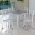 Conjunto de Jantar Mesa 70x70cm Tampo de Granito Topázio com 4 Cadeiras Sara Yescasa Botanic Bege/Branco