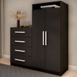 Cômoda Paris 2 Portas 4 Gavetas Preto Fosco – Panorama Móveis