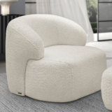 Poltrona Decorativa Fixa Orgânica Para Sala Living Barolo L06 Bouclê Branco – Lyam Decor