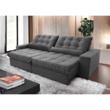 Sofá Retrátil Reclinável Zurique 2,30m Suede Velut Cinza c/ Molas no Assento – King House