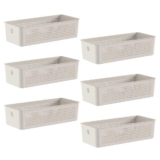 6x Cestos 4,5L Organizador OU Flow Bege 9cm x 15cm x 34cm