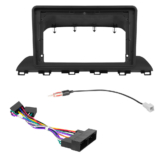 Kit Moldura Painel 9 Pol HB20 2020 2021 2022 2023 2024 2 Din Preto Chicote Som Plug Antena