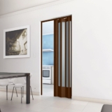 Porta Sanfonada de PVC Translucida 210cm x 96cm Plastporta BCF Imbuia com Translucido
