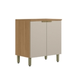Balcão de Cozinha 80 Cm Selene 2 Portas 100% Mdf Jequitibá/Off White Fosco – Linea Brasil