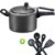 Panela de Pressão 3,0L Antiaderente Panelux + Conjunto de Utensílios Preto 5 Peças