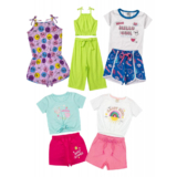 Kit Sortido 10 Peças de Roupas Infantis Feminina Verão – 5 Camisetas + 5 Bermudas