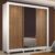 Guarda Roupa Casal Madesa Lyon 3 Portas de Correr com Espelho 2 Gavetas com Pés – Branco/Rustic